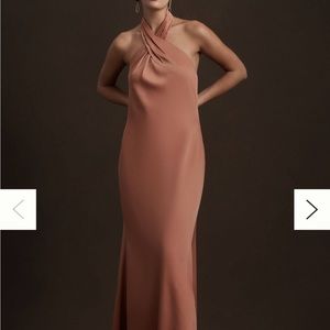 BHLDN Anthropologie Ruby Twist Halter Satin Gown Sz 16W NWT Rose Pink Sedona